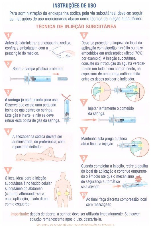 orientação para aplicacao enoxaparina